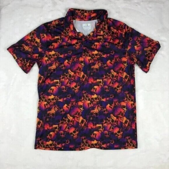Obnoxious Golf OG Performance Golf Polo Shirt - Skull Print NEW Size SMALL - Picture 2 of 9